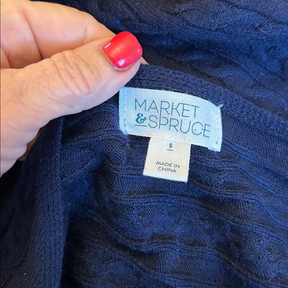Market & Spruce navy blue 3/4 length sleeve sweater Size S EUC - Picture 6 of 7